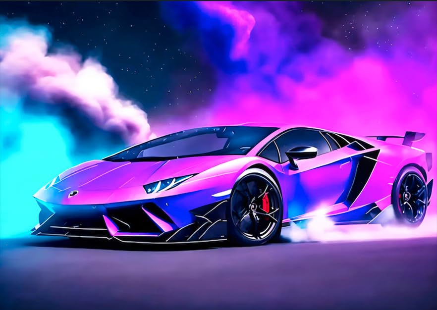 Amazon.com: Purple lamborghini Print Semi-Gloss, Wall Art Print